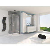 Aqua 8 Hinge Pivot Door and Side Panel Shower Enclosure in Polished Silver
