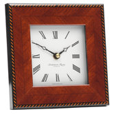 Marquetry Photo Frame Clock with Rope Fibre Back in Brown