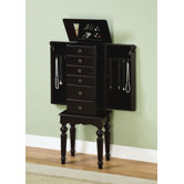 Antique Black Petite Ebony Jewelry Armoire