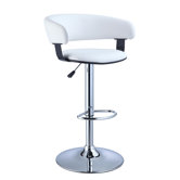 Faux Leather Adjustable Height Bar Stool in White