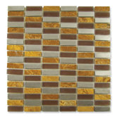 Impact 5/8" x 1-7/8" Glass, Tile, and Metal Mosaic in Parchment Metal
