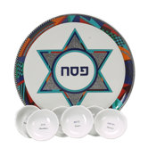 Colorful Star of David Porcelain Seder Plate