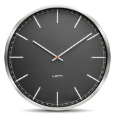 One Wall Clock with Black Index Dial in Stainless Steel