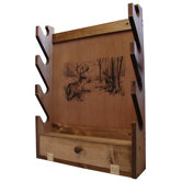4 Gun Wooden Rack with Deer Print