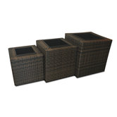 Square Rattan Planters (Set of 3)