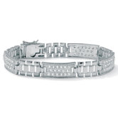8.25" Silvertone Men's Cubic Zirconia Bracelet