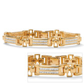 Gold Plated Men's Channel Set Cubic Zirconia Bracelet