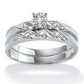 Platinum/Silver Diamond Accent Wedding Ring Set