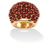 Gold Plated Round Garnet Dome Ring