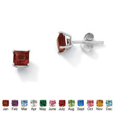 Sterling Silver Princess-Cut Birthstone Earrings
