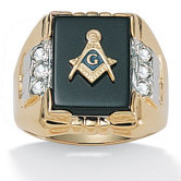 Gold Plated Men's Masonic Onyx Ring