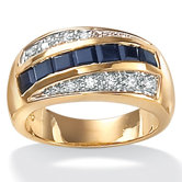 Men's Blue Sapphire 18K / Sterling Silver Ring