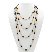 Onyx Barrel and Beaded Necklace