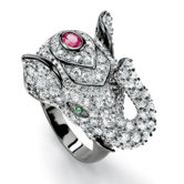 Black Ruthenium Cubic Zirconia/Ruby Elephant Ring