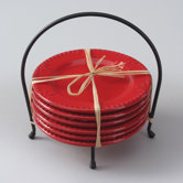 Sorrento 6" Round Plates with Caddy (Set of 6)
