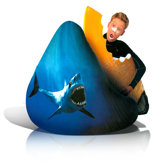 Big Shots Large Twill Shark Teardrop Bean Bag Chair