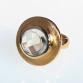 Faceted Green Amethyst Gold Plated Sterling Silver Ring