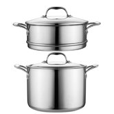 8-qt Stock Pot with Steamer and Glass Lid