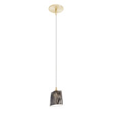 1 Light Round Canopy Etched Zebra Ellipse Pendant
