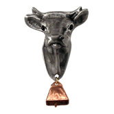 Curiosities Cow with Bell knob in Distressed Pewter Matte