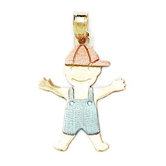 14k Yellow White and Rose Gold Small Boy Pendant- Measures 26x16mm- 26 Inch