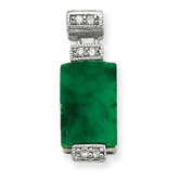 Sterling Silver CZ and Green Stone Pendant