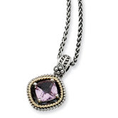 Sterling Silver With 14k 2.10Pink Amethyst 18inch Necklace