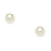 14k Yellow Gold White Genuine Pearl Round Screwback Earrings
