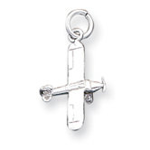 Sterling Silver Airplane with Two Slde Wings Charm