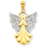14k and Rhodium Filigree Angel Pendant