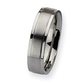 Stainless Steel Ridged Edge Sat/Polish Band