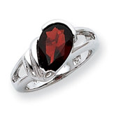 Sterling Silver Pear Cut Garnet Ring