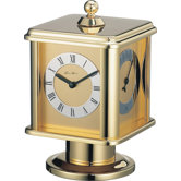 Rallye Revolving Cube Mantel Clock in Polished Brass