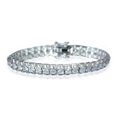 Bold and Beautiful Round Cut Gemstone Tennis Bracelet in Sterling Silver