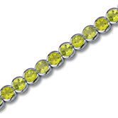 Must Have Classic 18.25 Carats Round Cut Peridot Gemstone Tennis Bracelet in Sterling Silver
