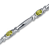 Modern Style Oval Cut Gemstone Bracelet in Sterling Silver