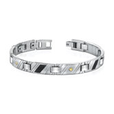 New Style Mens Stainless Steel Bracelet with 18 Karat Gold Rivets
