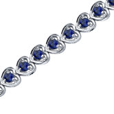 Dainty Hearts Round Shape Gemstone Bracelet in Sterling Silver