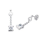 Princess Cut Cz Dangling Earrings Sterling Silver