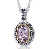 Barrel Cut 5.00 Carats Pink Amethyst Antique Style Pendant in Sterling Silver