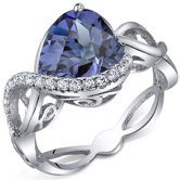 Swirl Design 4.00 Carats Heart Shape Ring in Sterling Silver