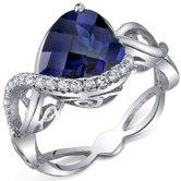 Swirl Design 4.00 Carats Heart Shape Ring in Sterling Silver