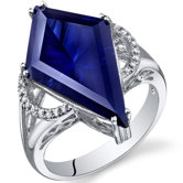 Kite Shape 9.00 Carats Ring in Sterling Silver