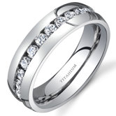 Titanium Womens 6 mm Eternity Band with Cubic Zirconia