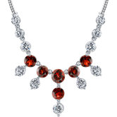 Luxurious 11.00 carats Round Shape Garnet and White CZ Gemstone Necklace in Sterling Silver