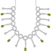 Dainty Chic 4.75 Carats Briolette Drop Peridot And White CZ Gemstone Necklace in Sterling Silver