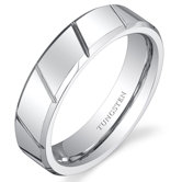 Tungsten Diagonal Notches Wedding Band