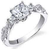 Sterling Silver Princess Cut Cubic Zirconia Single Stone Ring