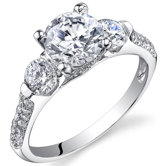 Sterling Silver Round Cut Cubic Zirconia Single Stone Ring