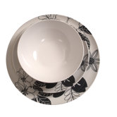 12 Piece Tropical Floral Dining Set in Black and White
